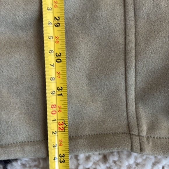 hem & thread tan long line open front light faux suede jacket with side pockets - Picture 15 of 16